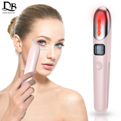 EMS Microcurrent Eye Massager Червена светлина Грижа за очите против бръчки Облекчаване на умората на очите 45 ℃ Горещ компрес Вибрационен уред за масаж на очите