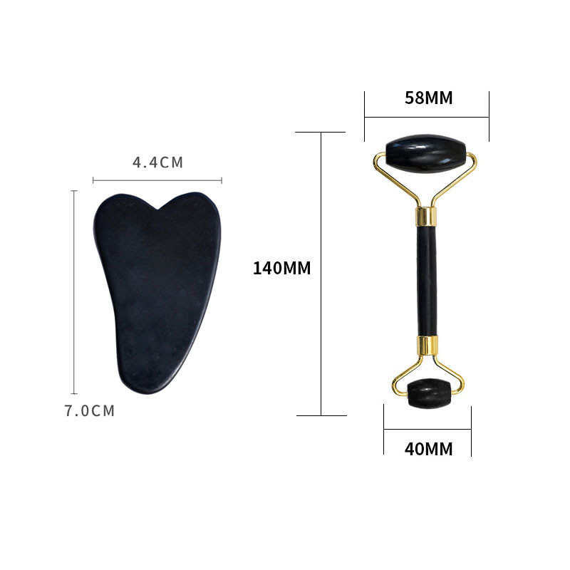 Masažeri od žada za lice Ljepota Zdravlje Gua Sha Set strugalica Njega kože Prirodni kamen Crni gvaš Masaža Mršavljenje lica