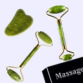 Arcmasszázs görgő Guasha Board Double Heads Natural Jade Stone Relaxáló Karcsúsító Szépség Nyak Vékony Lift Arc Lift Test Bőr
