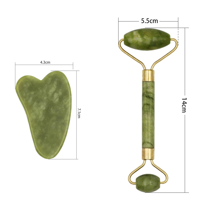 Arcmasszázs görgő Guasha Board Double Heads Natural Jade Stone Relaxáló Karcsúsító Szépség Nyak Vékony Lift Arc Lift Test Bőr