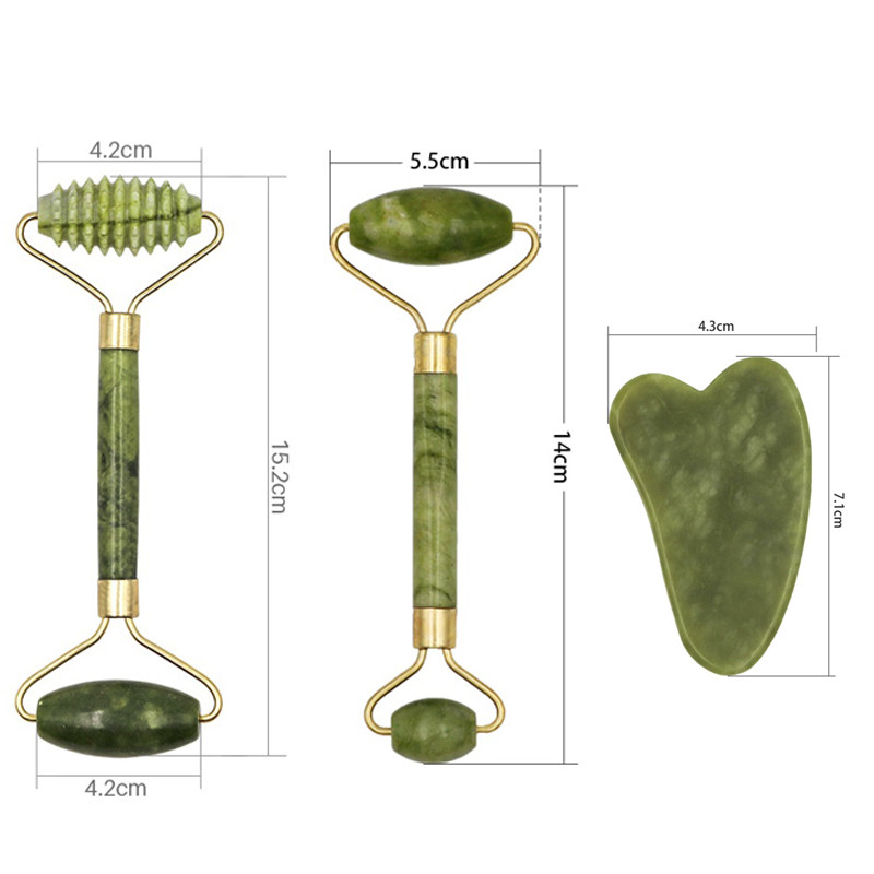 Masszázs Archenger Dupla fejek Jade Stone Face Lift Kezek Arc Bőr Szem Arc Nyak Vékony Relaxáló Karcsúsító Bőrápoló eszköz