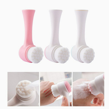 3D διπλής όψης βούρτσα πλυσίματος Soft Hair Silicone Face Washing Instrument Deep Clean Pores Εγχειρίδιο οικιακής βούρτσας καθαρισμού