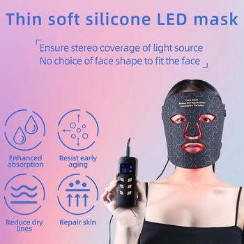 USB Charge 4 Colors Led Mask Red Light Therapy Face Surgical Spa Facial Led Photon Mask for Face Care Beauty θεραπεία ακμής