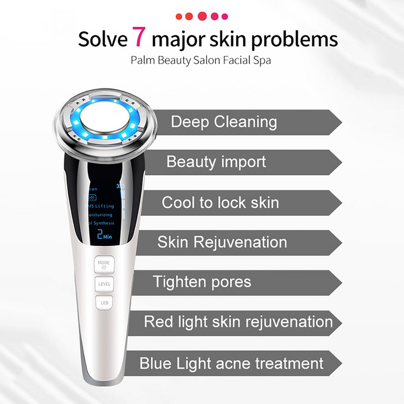 EMS Arcmasszírozó LED fényterápia Sonic Vibration Ránctalanítás Bőrfeszesítő Bőrtisztítás Brighten Beauty készülék