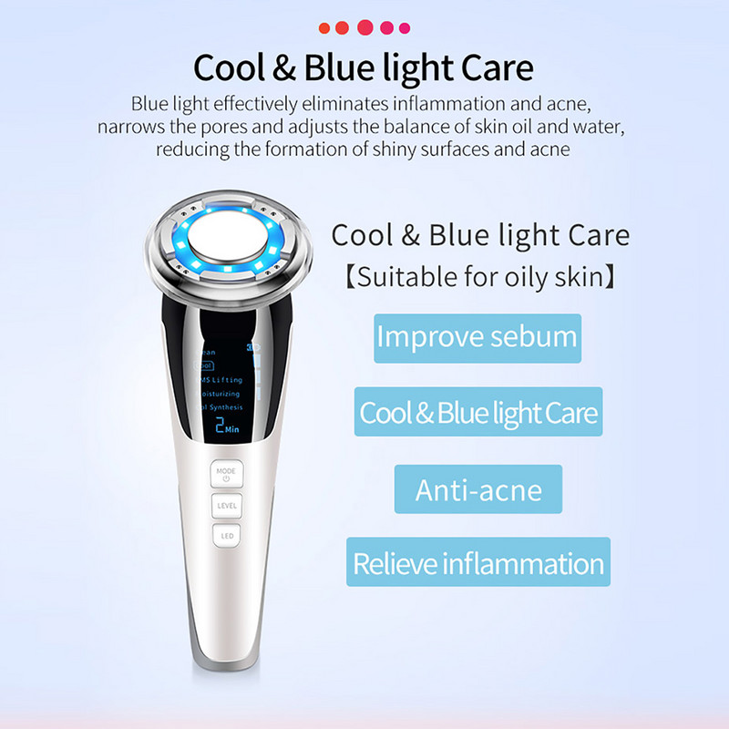 EMS Arcmasszírozó LED fényterápia Sonic Vibration Ránctalanítás Bőrfeszesítő Bőrtisztítás Brighten Beauty készülék