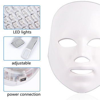 7 χρώματα Light LED Skin Rejuvenation Mask with Neck Skin Face Treatment Beauty Anti Acne Therapy Whitening Tool