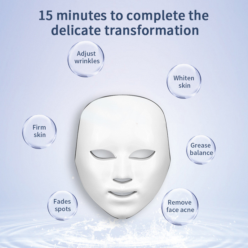 7 szín világos LED bőrfiatalító gépi maszk nyakbőrrel Arcápoló Beauty Anti Acne Therapy Whitening Tool
