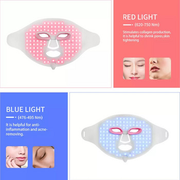 Photon LED 7-цветна силиконова маска за лице LED светлинна терапия Гъвкава мека силиконова маска за лице и шия против бръчки и стягане на кожата Spa