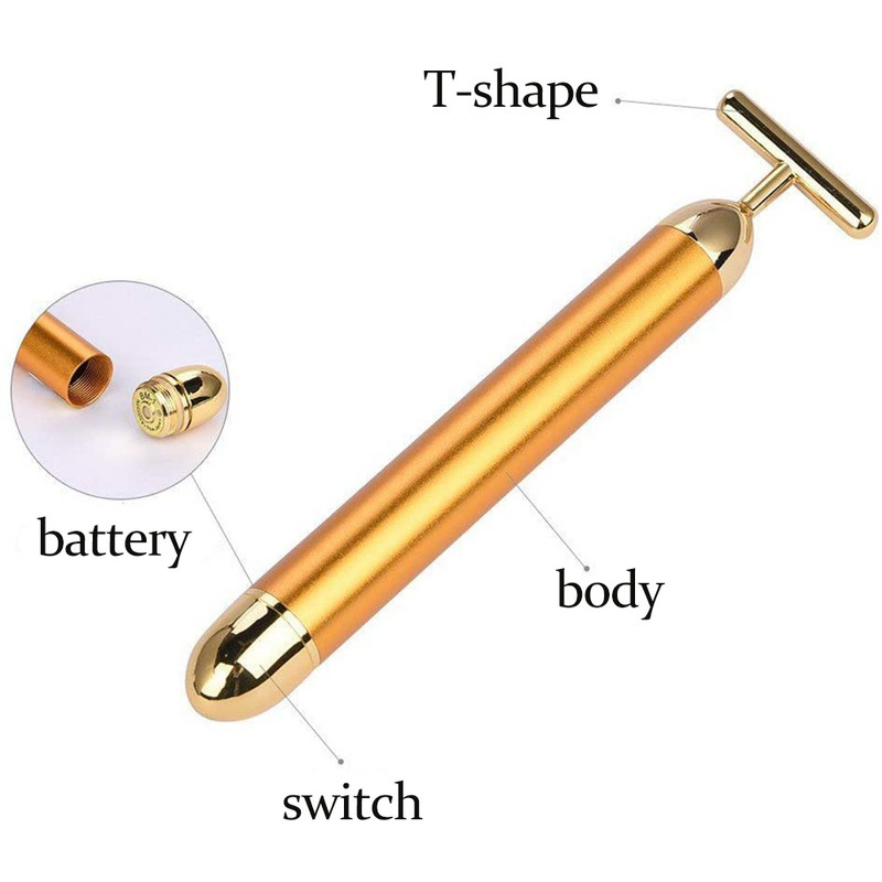 24k Gold Vibrációs Arc Karcsúsító Arc Szépség Bár pulzáló Feszesítő Arc Görgő Masszírozó Lift Bőrfeszesítő Ráncpálcika