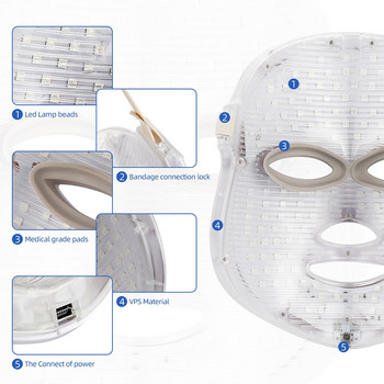 Μάσκα προσώπου LED 7 χρωμάτων LED Light Photon Therapy Μάσκα προσώπου Αναζωογόνηση του δέρματος Σύσφιξη Αντιρυτιδική Συσκευή Περιποίησης Δέρματος στο σπίτι