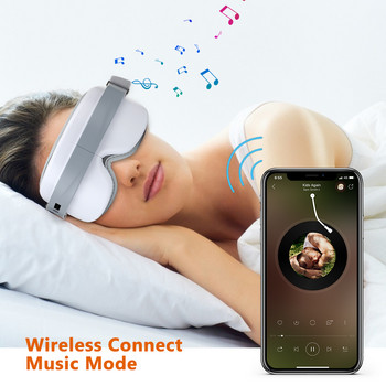 Електрически 4D Масажор за загряване на очите Вибратор Горещ компрес Bluetooth Музика Грижа за очите Масаж против бръчки Облекчаване на умората Тъмни кръгове