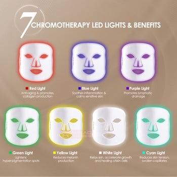 Επαγγελματική μάσκα θεραπείας με φως LED 7 Χρώμα PDT Μάσκα ομορφιάς προσώπου Ασύρματη ανανέωση δέρματος φωτονίου Εργαλεία ομορφιάς προσώπου