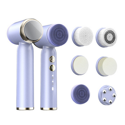 Βούρτσα καθαρισμού προσώπου με υπερήχους αδιάβροχη 6 σε 1 αυτόματη περιστρεφόμενη συσκευή καθαρισμού πόρων δέρματος προσώπου Ηλεκτρική μηχανή αφαίρεσης μαύρων στιγμάτων