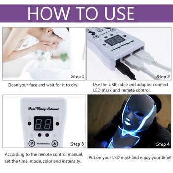 7 Χρώματα Light LED Facial Mask with Neck Face Care Treatment Beauty Anti Acne Therapy Face Whitening Skin Rejuvenation Machine