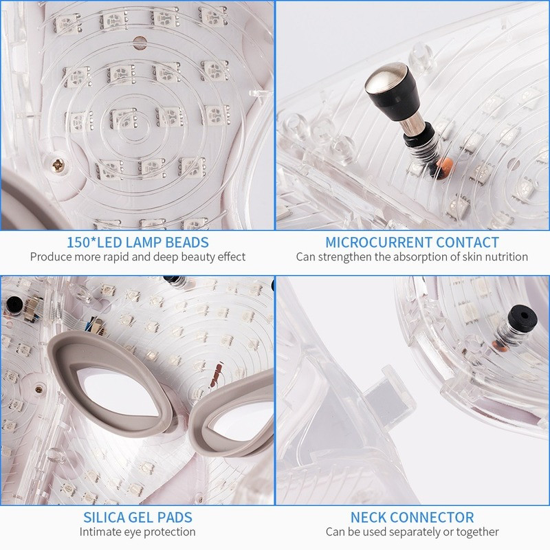 Photon 7Colors Led Μάσκα Προσώπου Αναζωογόνηση Δέρματος Ακμή Αντιρυτιδική με Σύσφιξη Λαιμού Συσκευή Ομορφιάς Korean Light Facial SPA