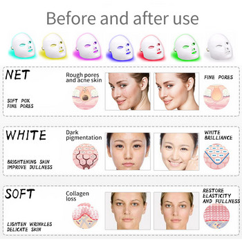 Μάσκα προσώπου LED Beauty Skin Rejuvenation 7 Χρώματα Photon Light Μάσκα προσώπου Θεραπεία LED αφαίρεση ρυτίδων κατά της ακμής Tighten Skin Hot