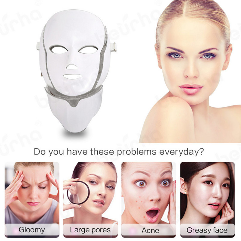7 Colors Led Facial Mask Face Mask Machine Led Red Light Therapy Bőrfiatalító Led Anti Wrinkle Elektronikus Arcmaszk Hufu