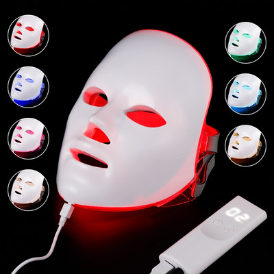 Mască facială cu lumină LED în 7 culori Mască LED pentru întinerirea pielii Fototerapie Îngrijirea feței Frumusețe Anti acnee Albire Mască pentru îndepărtarea ridurilor