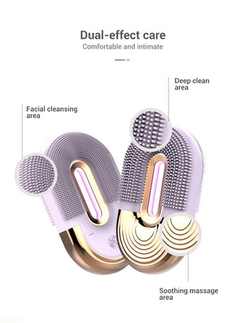 Ηλεκτρική βούρτσα καθαρισμού προσώπου Silicone Sonic Face Cleaner Deep Pore Cleaning Skin Massager Face Cleansing Brush EMS Color Ligh