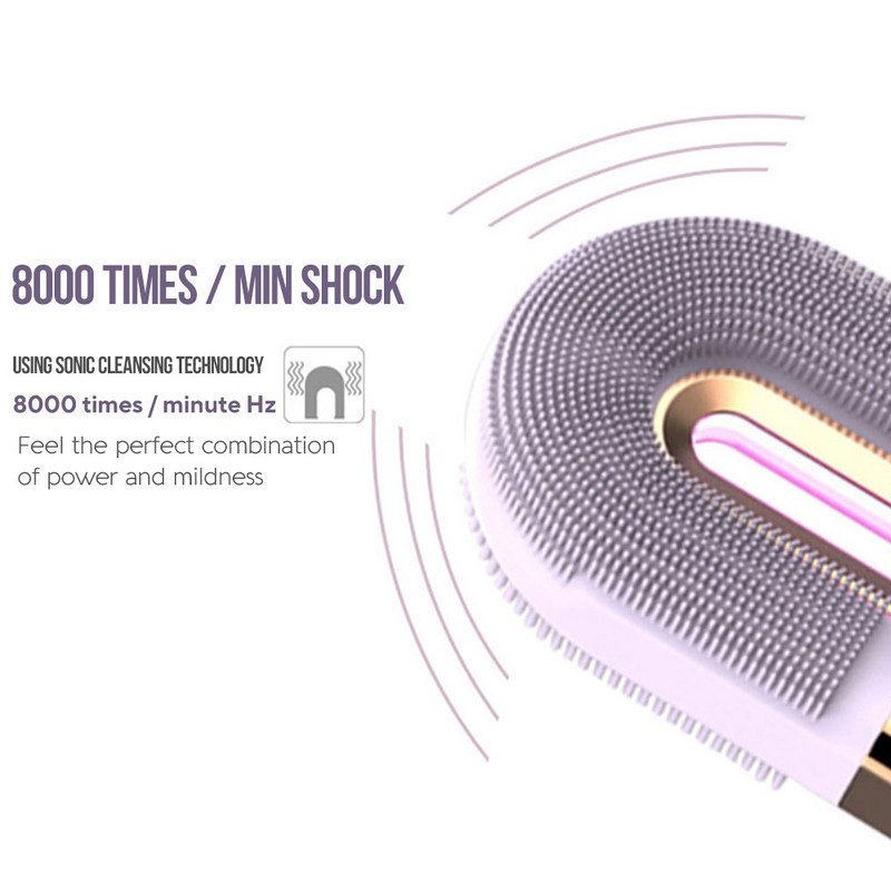Elektromos arctisztító kefe szilikon Sonic arctisztító mély pórustisztító bőrmasszírozó arctisztító kefe EMS Color Light
