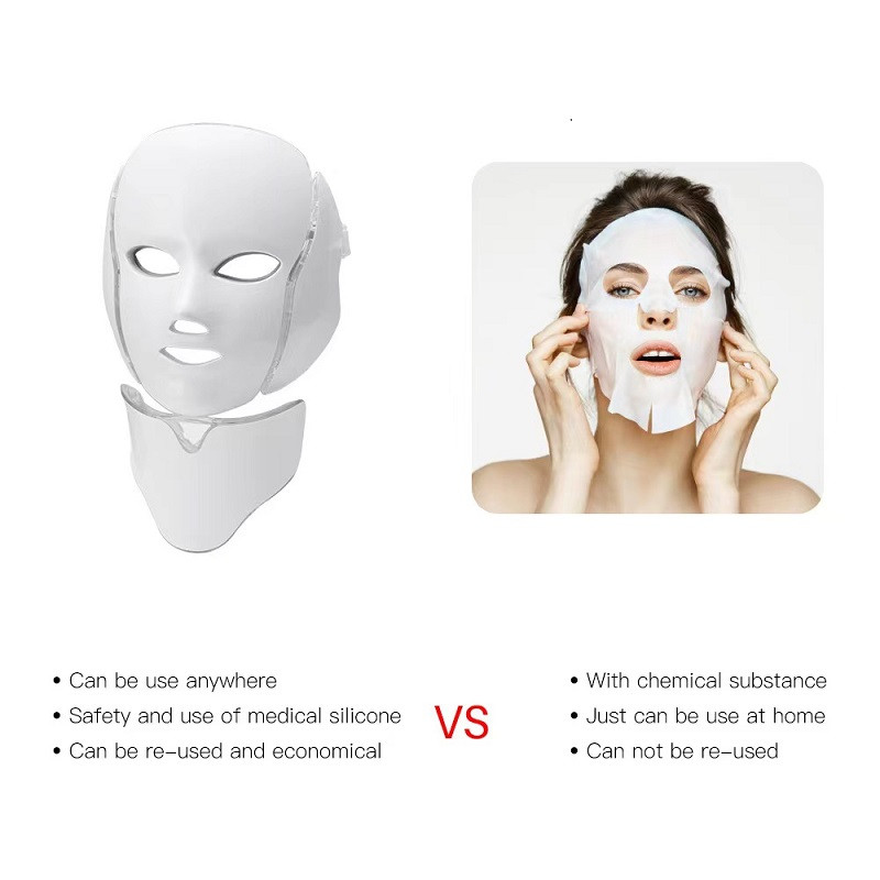 Gyári ár Beauty Phototherapy 7 Colors Red Led Light arcmaszk nyakkal Led Light Spa PDT Therapy bőrfiatalító maszk