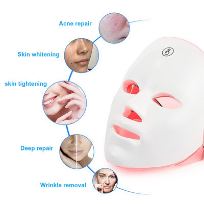 7 krāsas LED gaismas terapijas sejas maska Photon Anti Aging Acne Wireless Face Mask Skin Care Beatuy Devices Rejuvenation 2022 New
