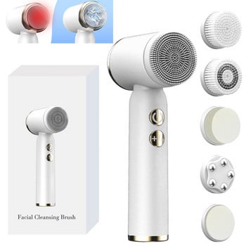 6 σε 1 Ultrasonic Electric Brush Cleansing Face Silicone Hot Cool Sonic Απολέπισης Προσώπου Cleaner Μασάζ αναζωογόνησης δέρματος ΝΕΟ