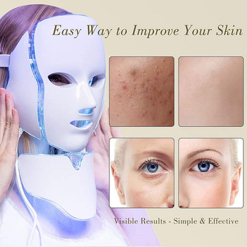 7 цветна светодиодна маска за лице LED корейска фотонна терапия маска за лице и шия Светлинна терапия за премахване на бръчки от акне Красота Грижа за кожата