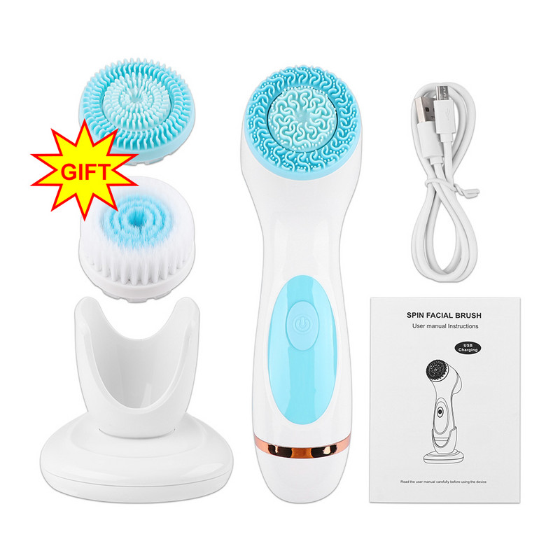 3 az 1-ben szilikon elektromos arctisztító kefe arcmasszírozók Sonic forgó vízálló galvanikus mitesszerek akne eltávolítására szolgáló eszköz