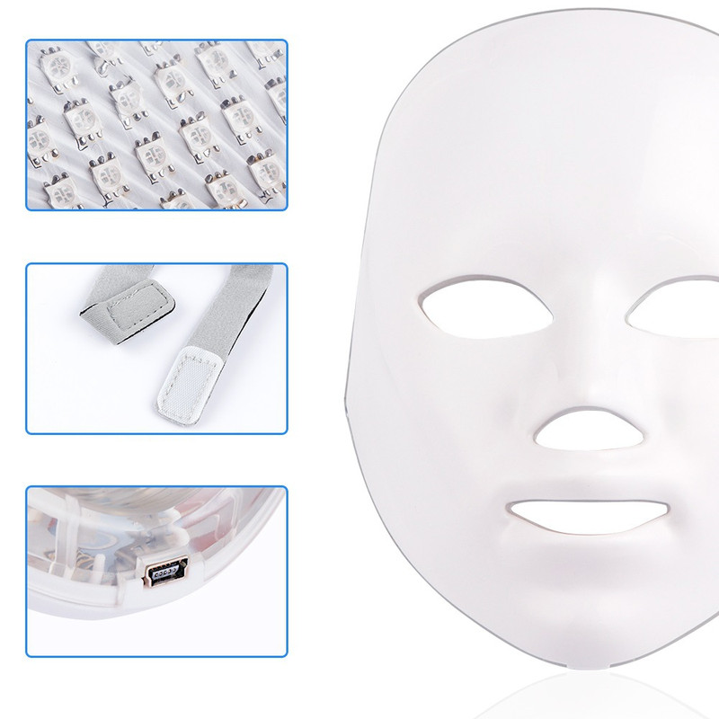 Mască de față LED cu 7 culori Terapie cu fotoni pentru întinerirea pielii PDT Îngrijirea pielii Mască de frumusețe Tratament Ance