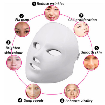 7χρωμες LED πολύχρωμες μάσκες προσώπου Οικιακή αφαίρεση σημαδιών ακμής φροντίδα δέρματος φωτόνιο αναζωογόνηση Όργανο ομορφιάς Beauty κατά των ρυτίδων