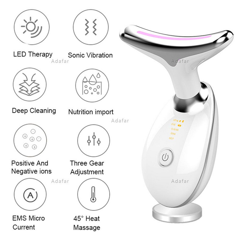 Neck Face Beauty Device LED Photon Therapy Skin Tighten Reduce Double Chin Anti Wrinkle Remover Emelő masszírozó 24K Care Tools