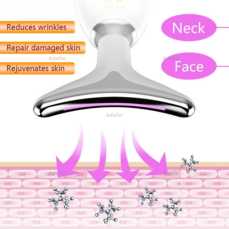 Neck Face Beauty Device LED Photon Therapy Skin Tighten Reduce Double Chin Anti Wrinkle Remover Emelő masszírozó 24K Care Tools