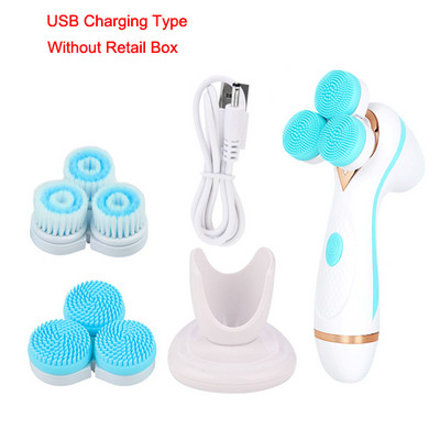 3D elektromos arctisztító kefe 2 szilikon kefefejjel + 1 Dupont sörtéjű tisztítókefe Sonic Face Cleaner pórustisztító