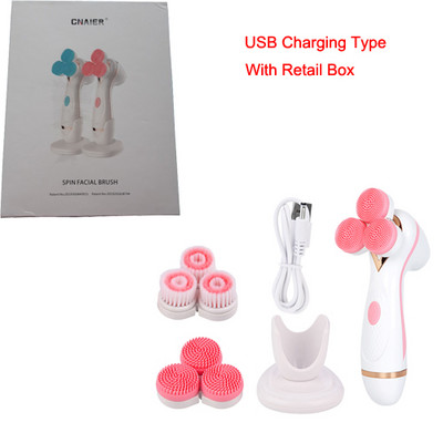 3D elektromos arctisztító kefe 2 szilikon kefefejjel + 1 Dupont sörtéjű tisztítókefe Sonic Face Cleaner pórustisztító