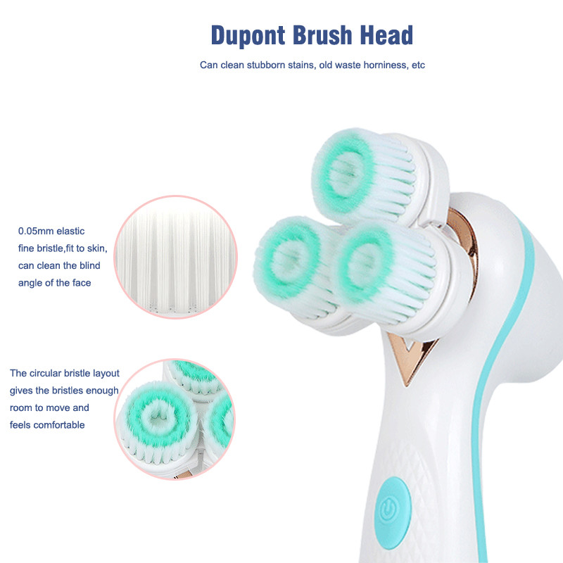 3D elektromos arctisztító kefe 2 szilikon kefefejjel + 1 Dupont sörtéjű tisztítókefe Sonic Face Cleaner pórustisztító