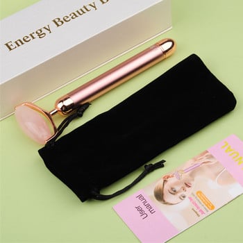 Electric Roller Jade Vibrating Rose Quartz/Aventurine Massager for Face Eye Neck Massage Facial Skin Care Chin Lift Slim Tool