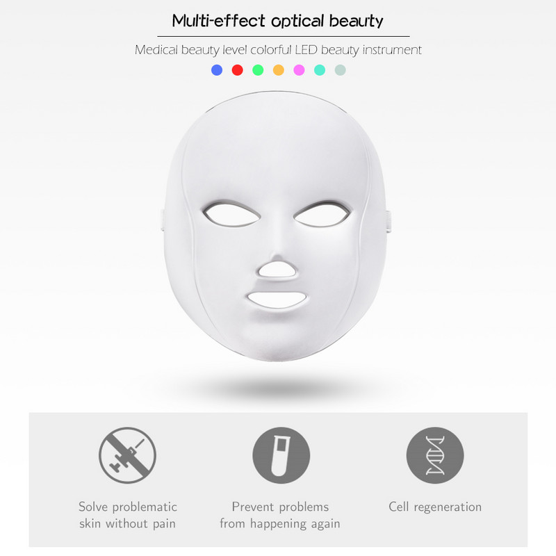 Μάσκα προσώπου 7 χρωμάτων Light LED με Αναζωογόνηση του δέρματος του λαιμού Μάσκα θεραπείας κατά της γήρανσης του δέρματος Hifu Face Skin Care Beauty Machine