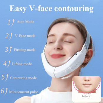EMS Facial Massager Double Chin V-Line Lift Up Belt Light Lifting Μπλε συσκευή αδυνατίσματος Face Stimulator Face Vibration Led P5Y0