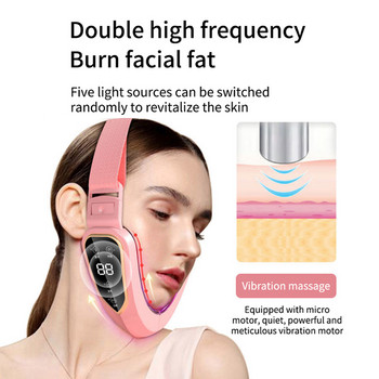 Масажор за повдигане на лицето LED Фотонна терапия Вибрационен масаж за отслабване Двойна брадичка Устройство за грижа за стягане на кожата на бузите с V-образна форма