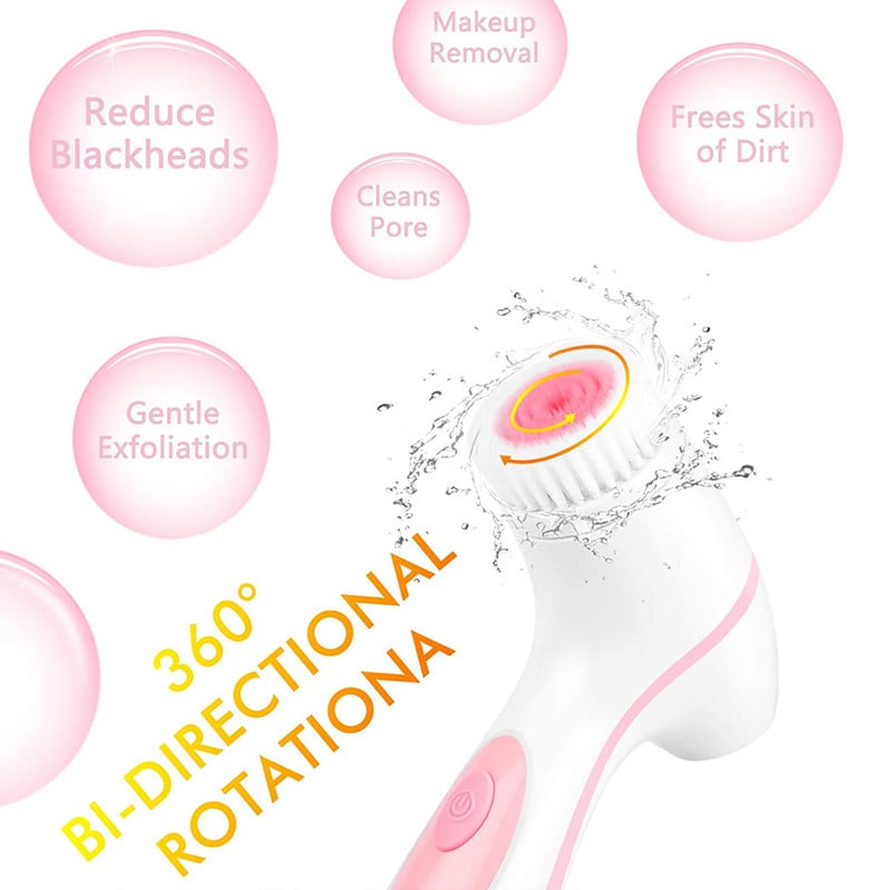 Četka za čišćenje lica s 3 dvosmjerne vrtljive glave četke Vodootporni Face Spa sustav Masažer za dubinsko čišćenje kože