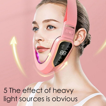 Συσκευή ανύψωσης προσώπου LED Photon Therapy Facial Slimming Massager 12 σε σχήμα V Ρυθμιζόμενο μάγουλο Face Face Vibration Lift W1T1