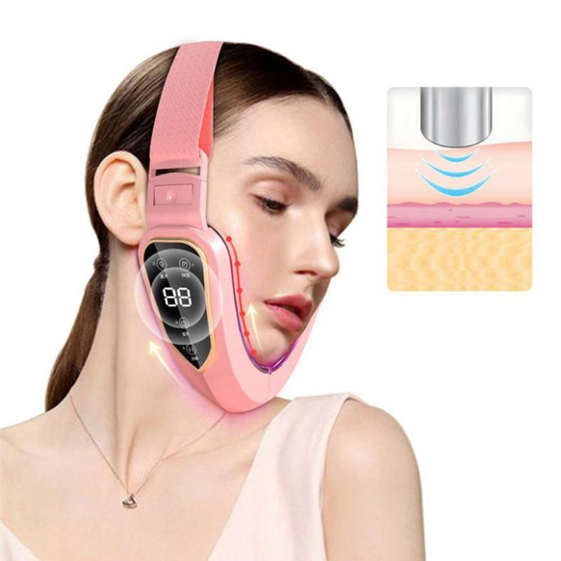 Női Face Lifting Beauty Instrument USB Tölthető Arccal Lift Firm Masszírozó V-alakú Vibrációs Karcsúsító O0i0