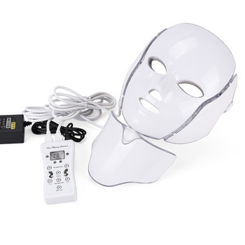 LED 7 Colors Light Microcurrent Facial Mask Machine Photon Therapy Skin Facial Neck Mask Λευκαντική ακμή ηλεκτρική συσκευή μασάζ