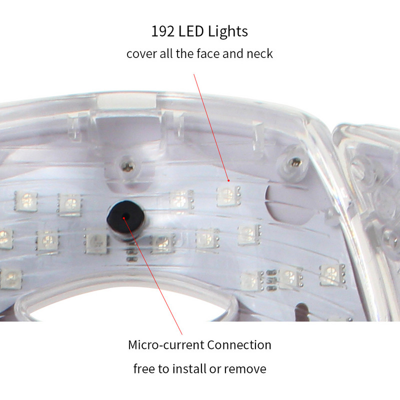 BJI 7 Colors PDT Photon Light LED arcmaszk 192 LED fénnyel Bőrfiatalító aknés ránctalanító arcbőr szépségterápia