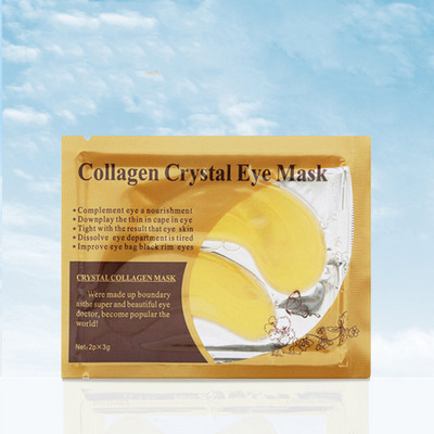 2022 Uus 1 paar Gold Crystal Collagen Eye Mask Silmaplaastrid silmahoolduseks Tumedad ringid eemaldavad vananemisvastase kortsude naha Silmade ilu