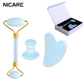 Natural Jade Stone görgős masszírozó arcmasszázs eszközkészlet arcra testhez Gua Sha kaparó ránctalanító arc lifting szépségápoló eszköz