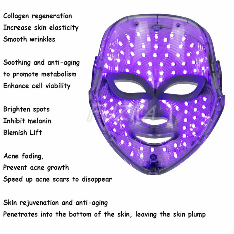 Personal Skincare 7 spalvų LED veido kaukė Fotonų terapija Anti-acne raukšlių šalinimas Odos atjauninimas Veido odos priežiūros priemonės