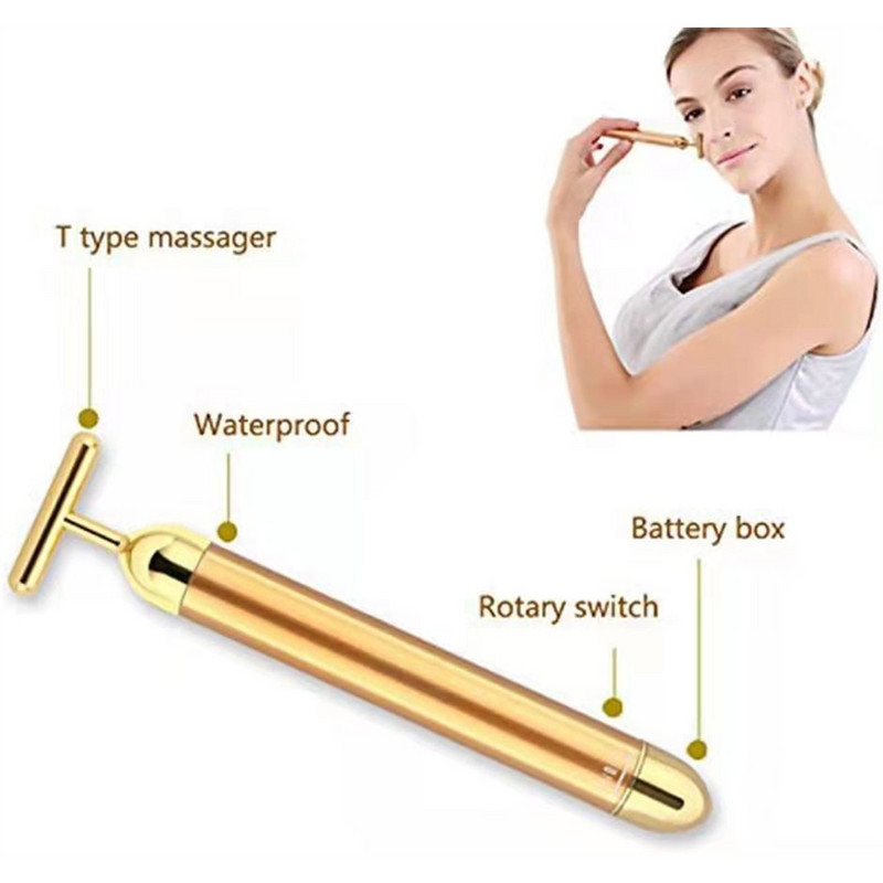 24K Gold elektromos vibráló szépségápoló görgős V alakú Face Lift karcsú masszírozó ránctalanító bőrfeszesítő eszköz