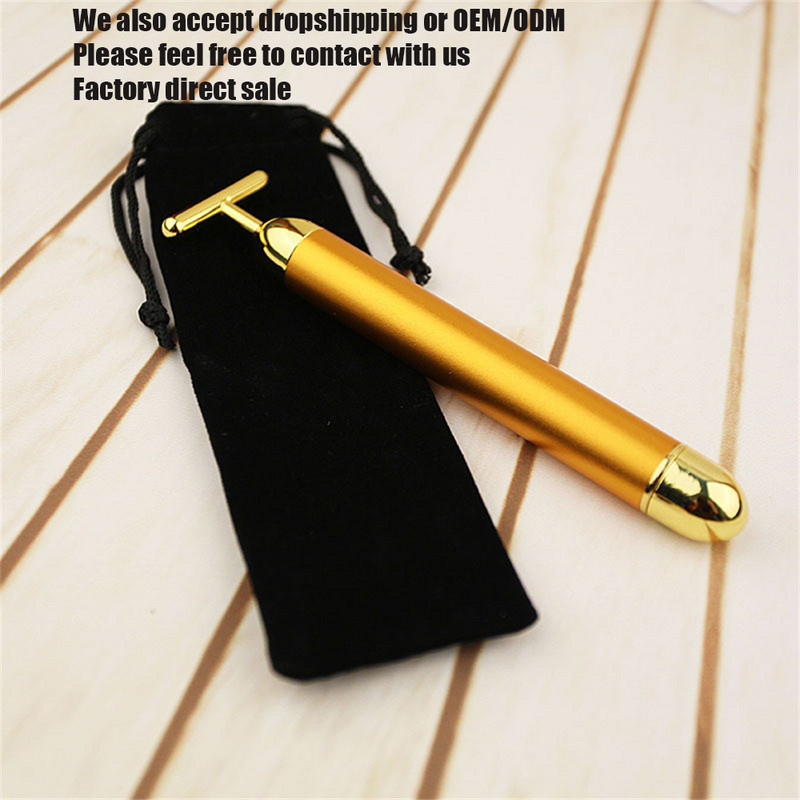 24K Gold elektromos vibráló szépségápoló görgős V alakú Face Lift karcsú masszírozó ránctalanító bőrfeszesítő eszköz